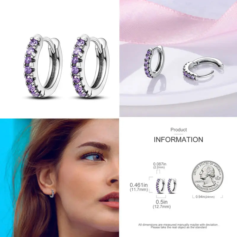 2024 Hotsale Ohrringe aus 925er-Sterlingsilber, Creolen mit Pavé-CZ-U-Form, Zirkon für Frauen, funkelnd, mit Größe, Modellanzeige