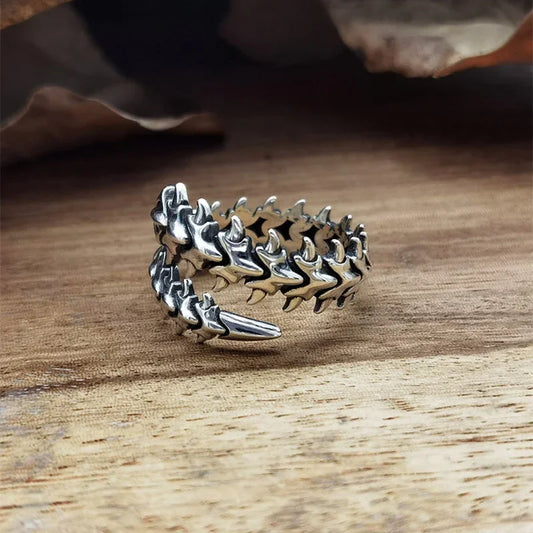 Vintage Gothic Kiel Wirbelsäule Ringe Für Frauen Männer Antike Silber Übertreibung Tausendfüßler Offenen Ring Hip Hop Schmuck Y2K Mode Ringe