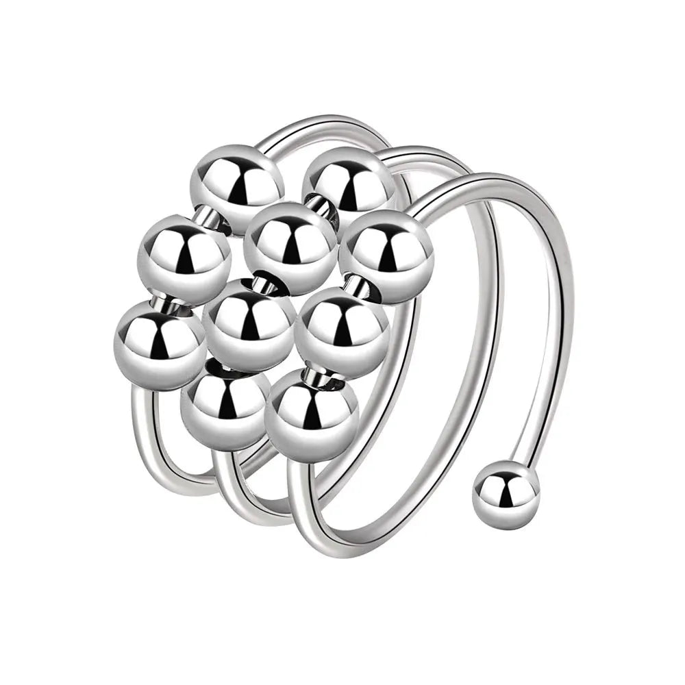 Stress Relief Runde Perlen Knuckle Ringe Für Frauen Frei Drehen Rotierenden Angst Fidget Spinner Twisted Ring Anillos Ajustables