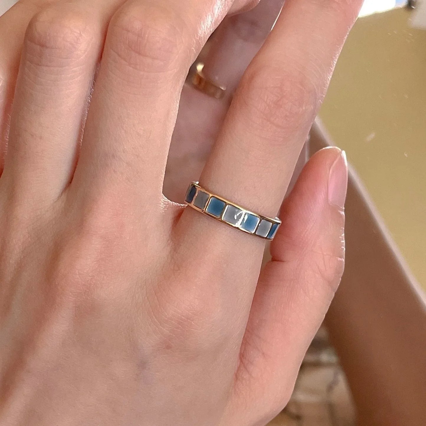 Kpop Trendy Retro Geometrische Bunte Tropf Glasur Offene Ringe für Frauen Einstellbar Exquisite Gold Farbe Finger Ringe Schmuck Geschenke