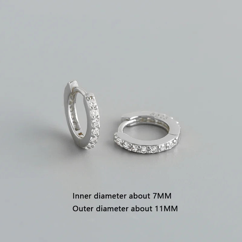 WANTME 925 Sterling Silber Einfache Farbe Zirkon Huggies 8,8mm Ohr Creolen für Frauen Mode Überzogene 18 k Gold Charms schmuck