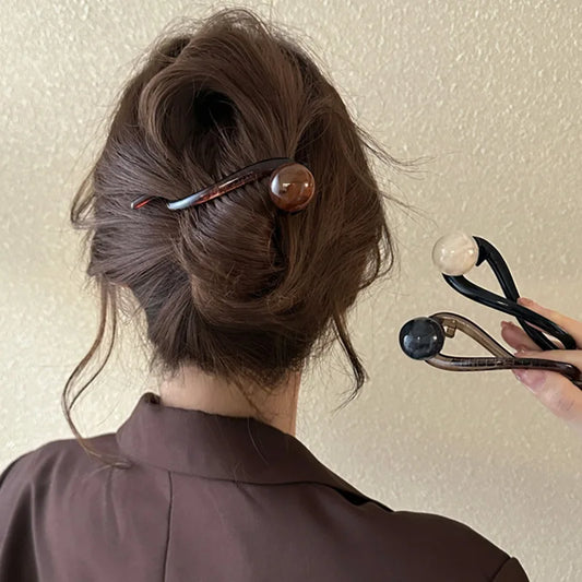 Neue Twist Haarspange Kunststoff Acryl Perle Imitation Perle Haarnadel Twisted Design Frauen Haarschmuck