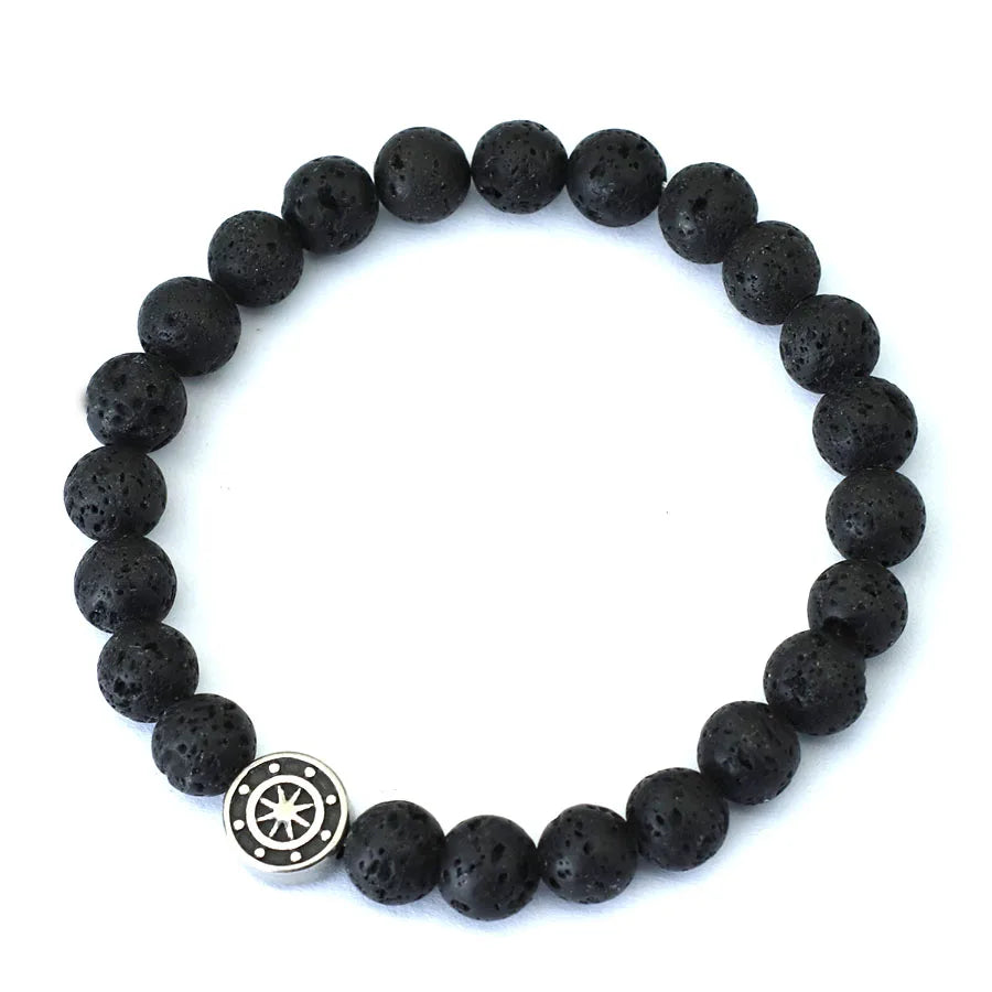 Einfaches Stil echtes Naturstein Armband für Männer Wikinger Piraten Kompass Armband Tiger Augen Strang Braslet Freizeit zubehör