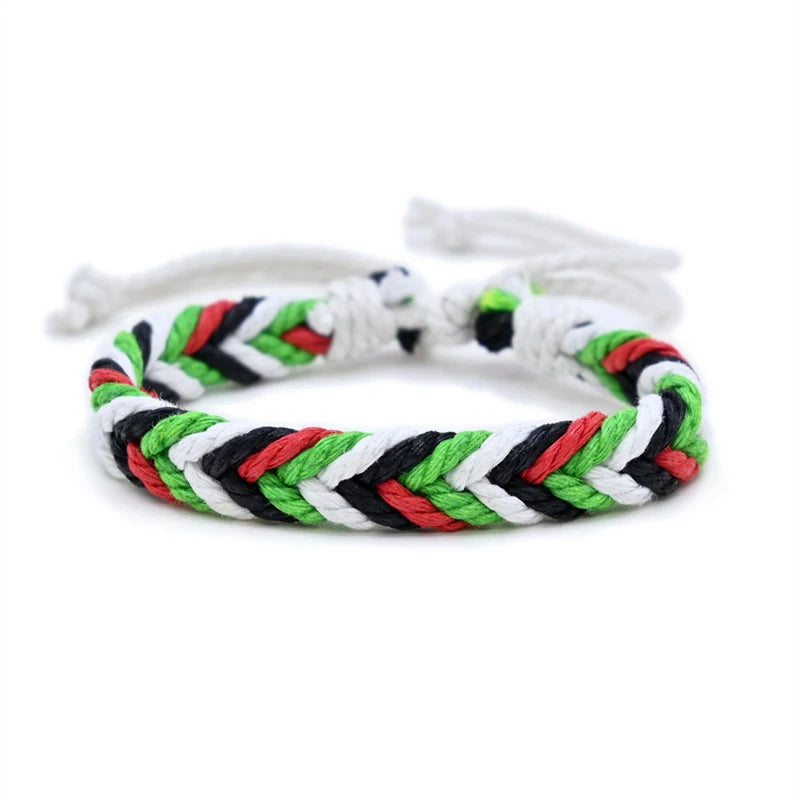 Geometrisches gepunktetes Palästina-Armband für Männer und Frauen, mehrfarbiges Handgeflecht, arabischer Stil, Gaza-Flagge, Schmuckzubehör