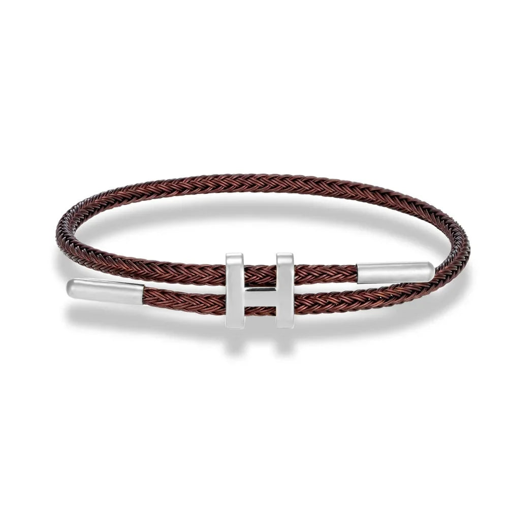 Stahlfarbe H Schnalle Feines Drahtseil Armband Hartgold Schmuck Schnur Perlen Glücksbringer Straße Straße Ungeblockiertes rotes Seil
