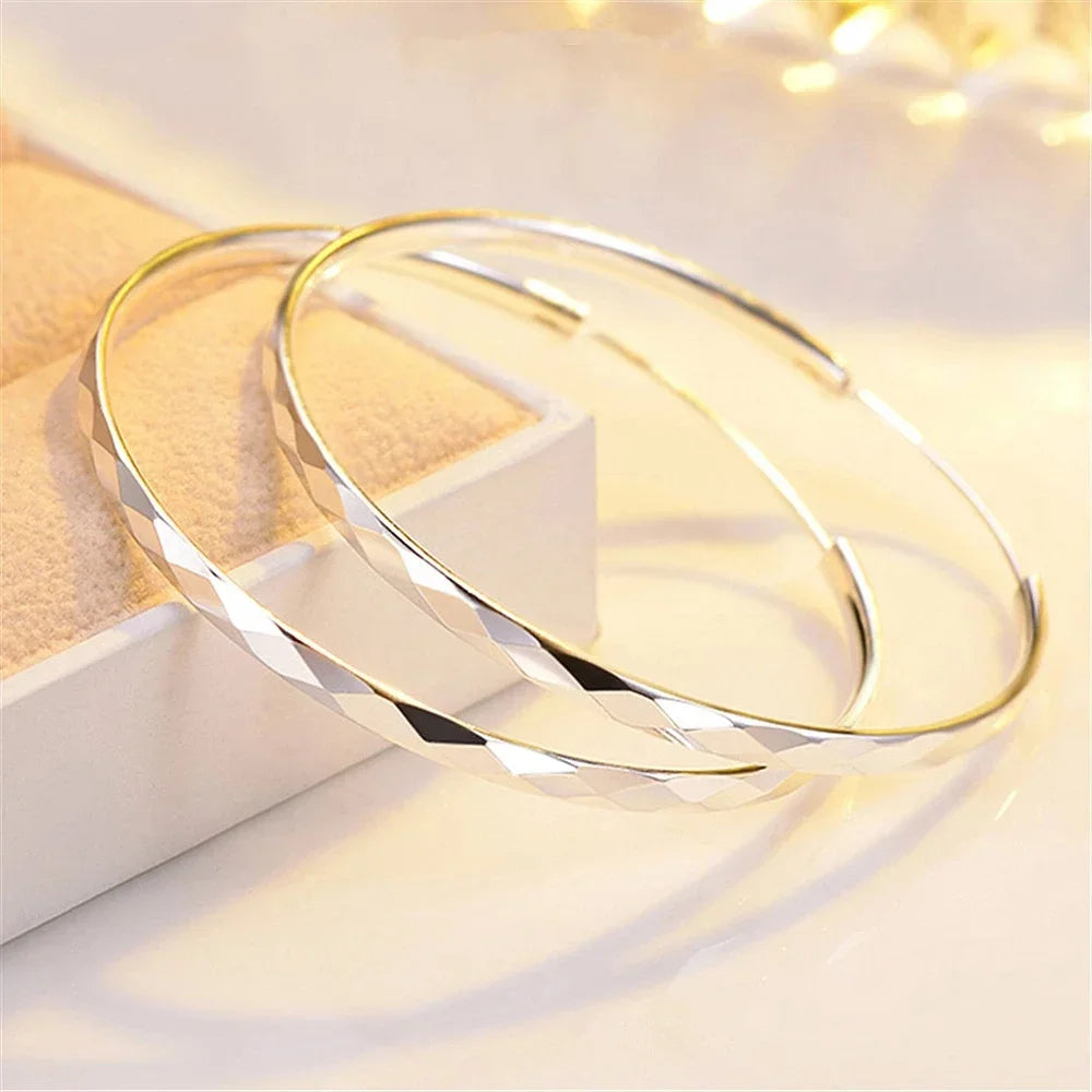 Feine 925 Sterling Silber Luxus 5 cm große Kreis Creolen für Frauen Charms Original Designer Party Hochzeit Schmuck Geschenke