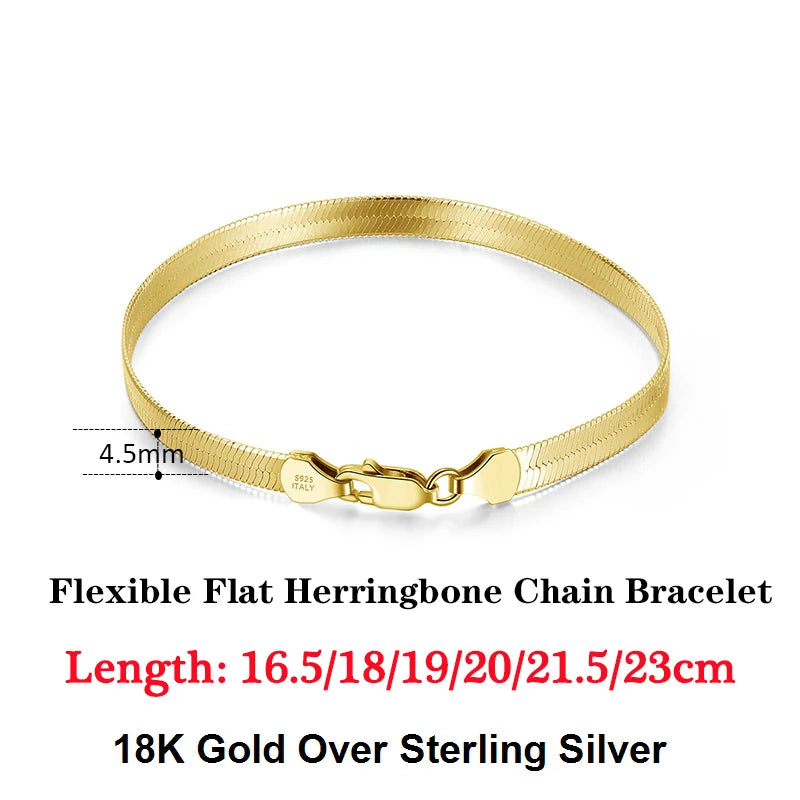 ORSA JEWELS Italienisches Armband aus massivem 925er-Sterlingsilber für Herren, flexibel, flach, Fischgrätenmuster, Damen-Kettenarmband, Schmuck SB107