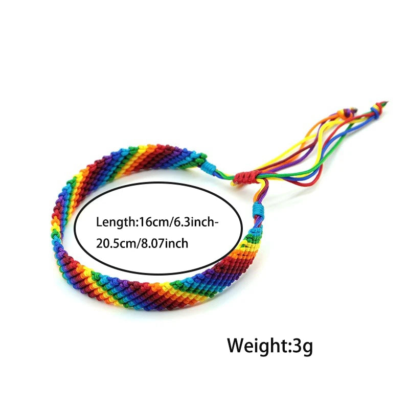 Mode LGBT Armband Männer Frauen Regenbogen Seil Armbänder Handarbeit Gewebte Saiten Ethnische Messing Schmuck Bestie Geschenk Einstellbar