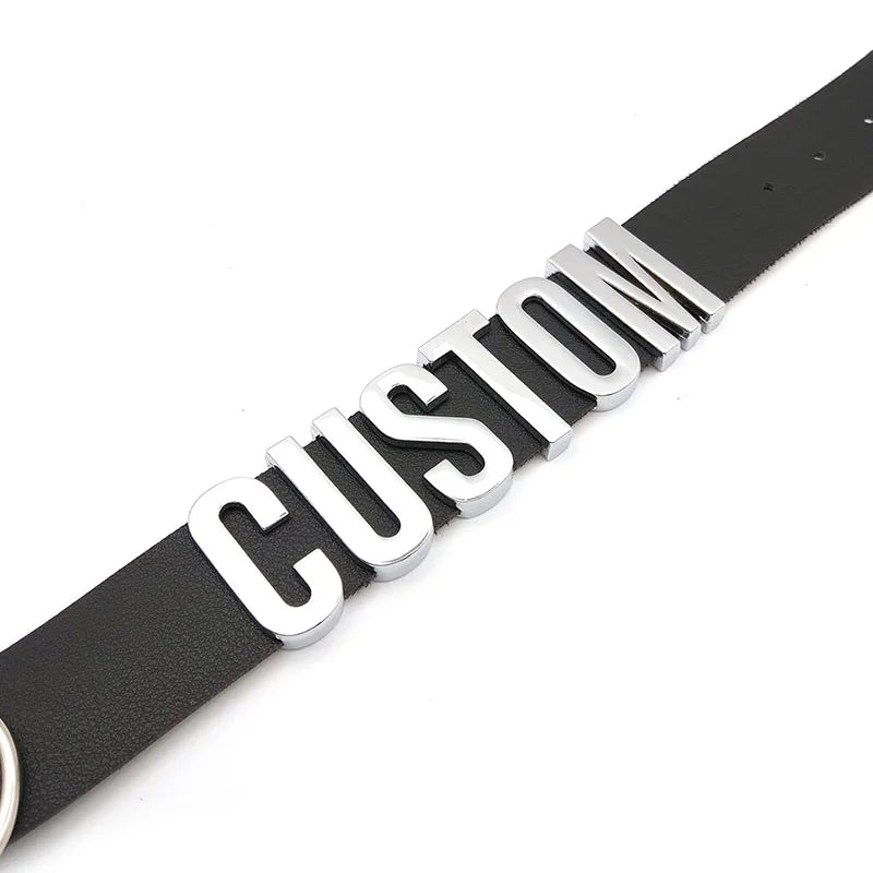 Schwarzer Goth Gürtel PU individuelle Buchstaben Halsband Halskette Punk Sexy Männer Frauen personalisierte Halsbänder Schnalle Halsband Cosplay Schmuck