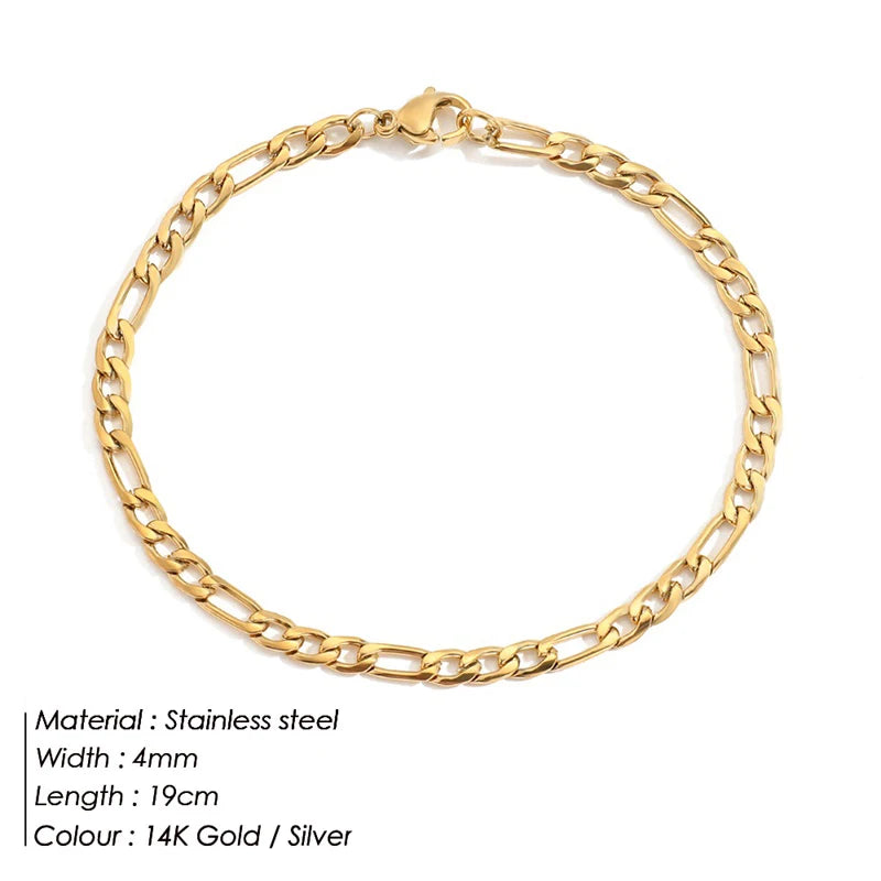 eManco Figaro-Kettenarmband für Damen, Edelstahl, vergoldet, schlichter Handschmuck im Großhandel