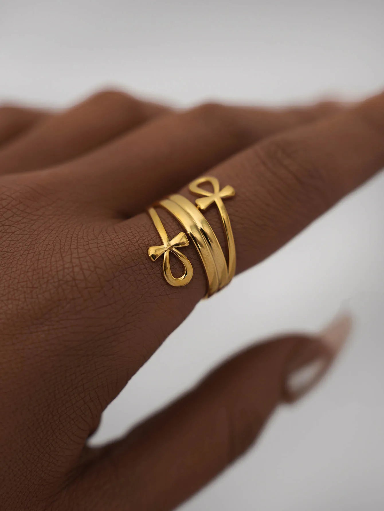 Doppelt gewickelte Königin Nofretete Ringe für Frauen ägyptischer Schmuck Geschenk Vintage Edelstahl Ring Hochzeitspaar Afrika Ring