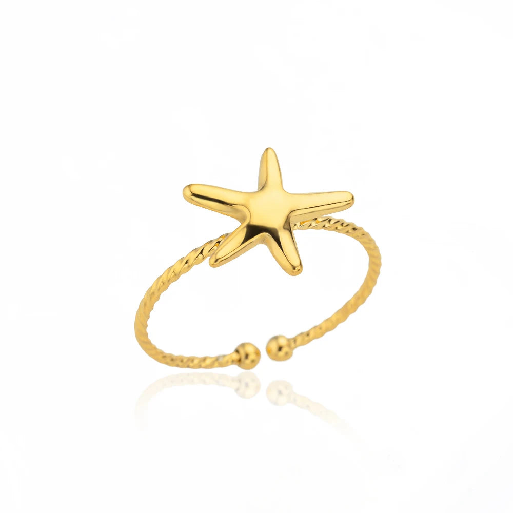 Minimalistische Textur Edelstahl Geometrische Ringe für Frauen Gold Farbe Öffnung Paar Ring Ästhetische Hochzeit Weihnachten Schmuck