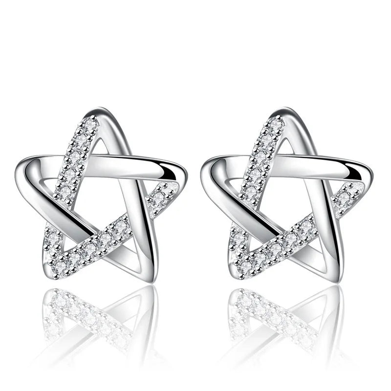 Stern-Ohrstecker aus 925er-Sterlingsilber, AAA-Zirkon, hohe Qualität für Damen, Ohrring, Hochzeit, Modeschmuck, Accessoires, Party-Geschenk