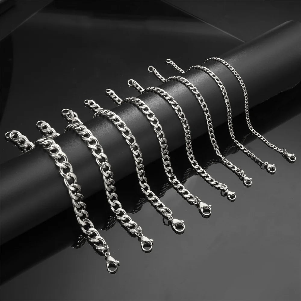 My Shape Mode kubanische Kette Männer Armband Edelstahl 3//9mm Breite Kette Armbänder Figaro Kette Junge Handgelenk Schmuck Paar