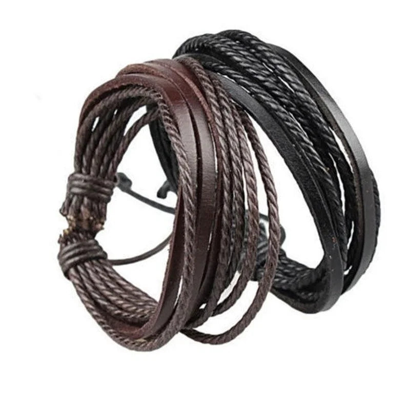 Freizeitmode Herren Handgewebtes Lederarmband Mehrschichtiges Paararmband