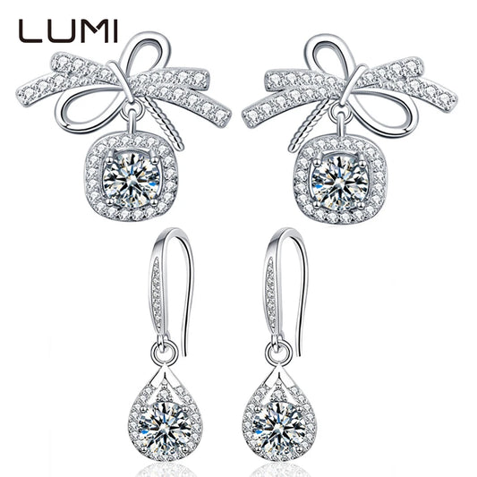 Echte 0,5 CT Moissanit-Bowknot-Ohrstecker für Damen – hypoallergen, 925er Sterlingsilber, Hochzeit, Party, Luxus-Band-Schmuck