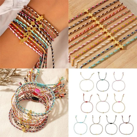 Y1ua Mehrzweck vier Farbwatte -Baumwollseilkreuze Armband für Männer und Frauen tragen