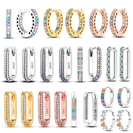 Original 925er Sterlingsilber, buntes Gold, Roségold, große Creolen für Frauen, Kollokation, Hochzeit, für Frau, Freundin, Geschenk