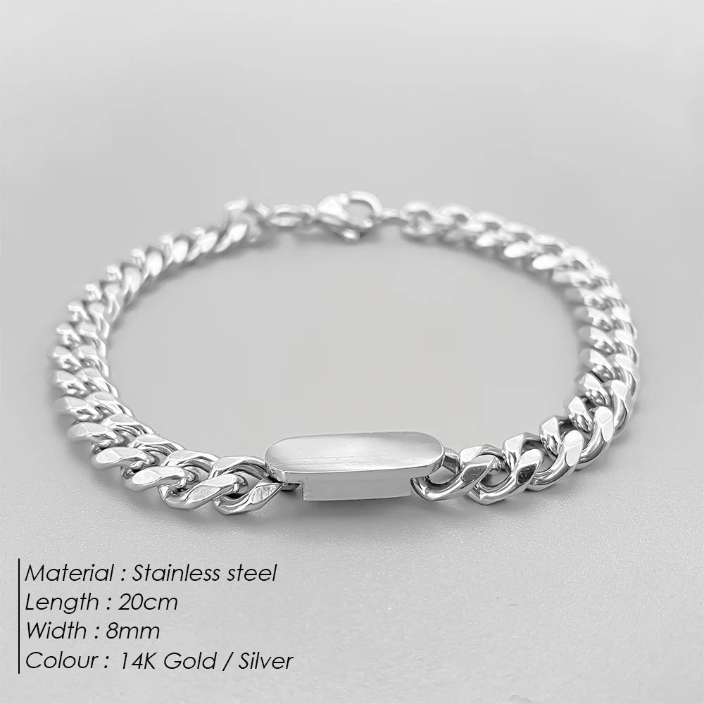 ELANDIS Kubanische Kettenarmbänder aus Edelstahl, Punk-Hip-Hop-Rock-Stil, Zubehör, vergoldetes Herrenarmband, 48-Stunden-Versand