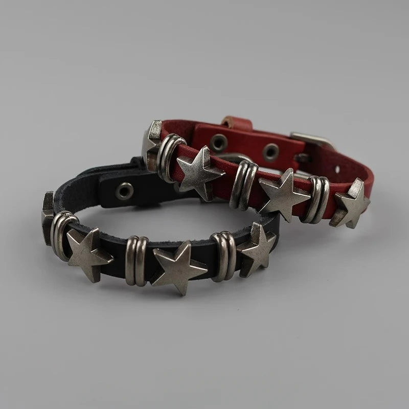 Gothic Star Punk Kunstleder Armband für Männer Frauen Spiked Armreif Goth Schmuck Vintage Y2K Cosplay Emo Kleidung Zubehör