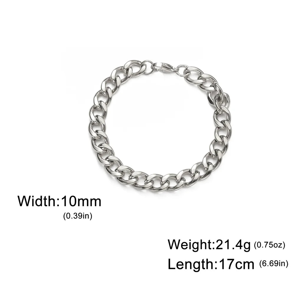 My Shape Mode kubanische Kette Männer Armband Edelstahl 3//9mm Breite Kette Armbänder Figaro Kette Junge Handgelenk Schmuck Paar