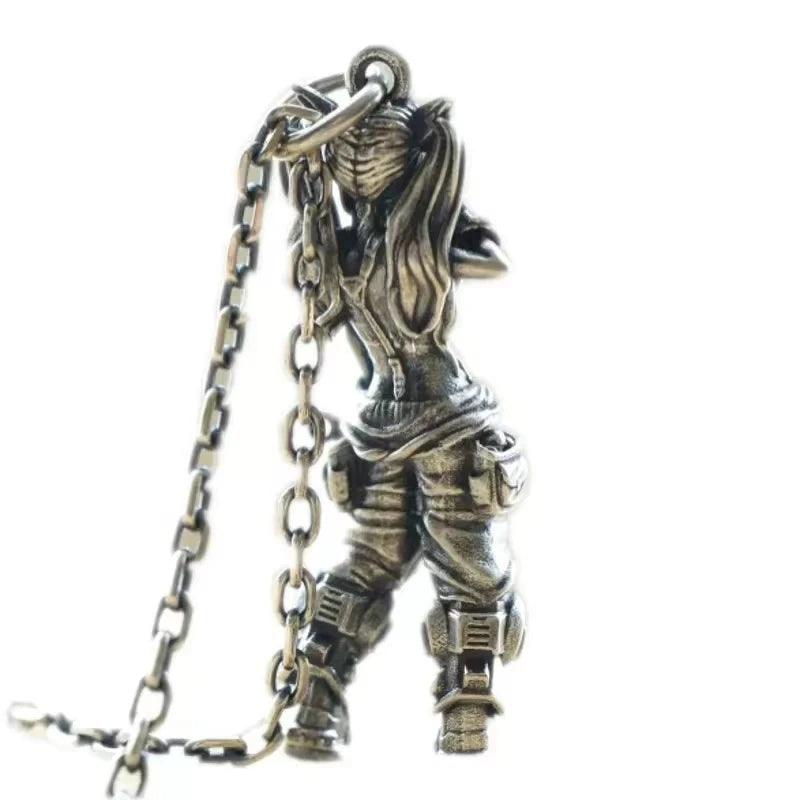 Versilberte Anime Mecha Schönes Mädchen Mädchen Anhänger Halskette Männer und Frauen Hip-Hop Rock Punk Trendy Schmuck Geschenk