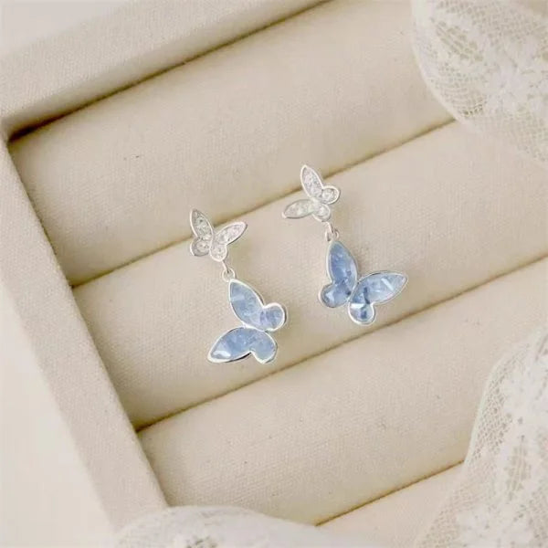 Mode Silber Farbe Kristall Schmetterling Schmuck Set Einstellbare Armband Ohrringe Halskette Ring für Frauen Handgemachte Neue Jahr Geschenk