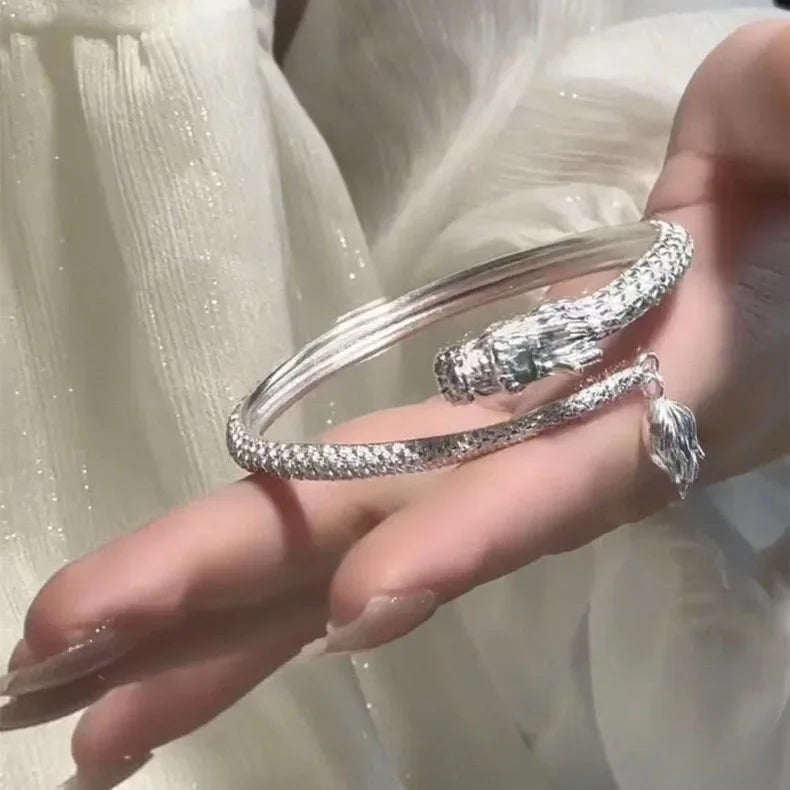 Mode chinesischen Stil Drachen Armreif Neujahr Glücksbringer Armband Freundschaft Amulett Schmuck Paar Geschenke für Frauen Männer