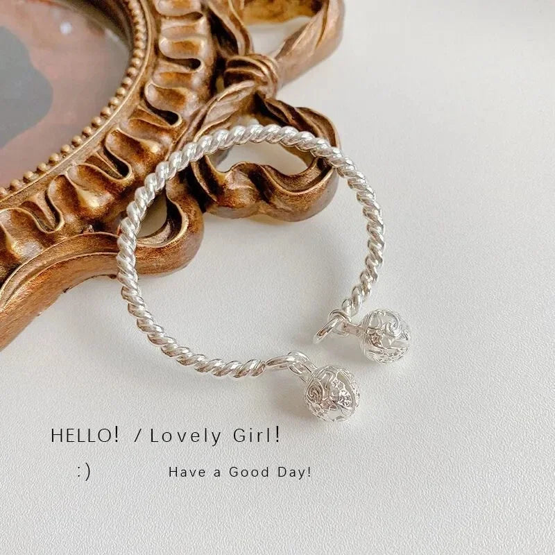 Luxus Sterling Silber Retro hübsche Doppel palast Glocke Manschette Armreif Armband für Frau Mode Party Designer Schmuck Geschenke
