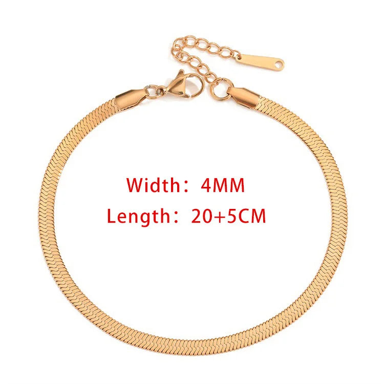 Klinge Kette Fußkettchen für Frauen Gold Farbe Armband auf Die Bein Edelstahl Schlange Ketten Mode Strand Zubehör Schmuck C046