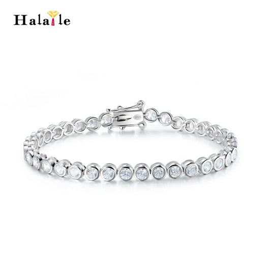 Halaile D Farbe Vollmoissanit S925 Sterling Silber Funkelndes Blasen-Tennisarmband mit GRA Feiner Schmuck Damen Trendiges Geschenk