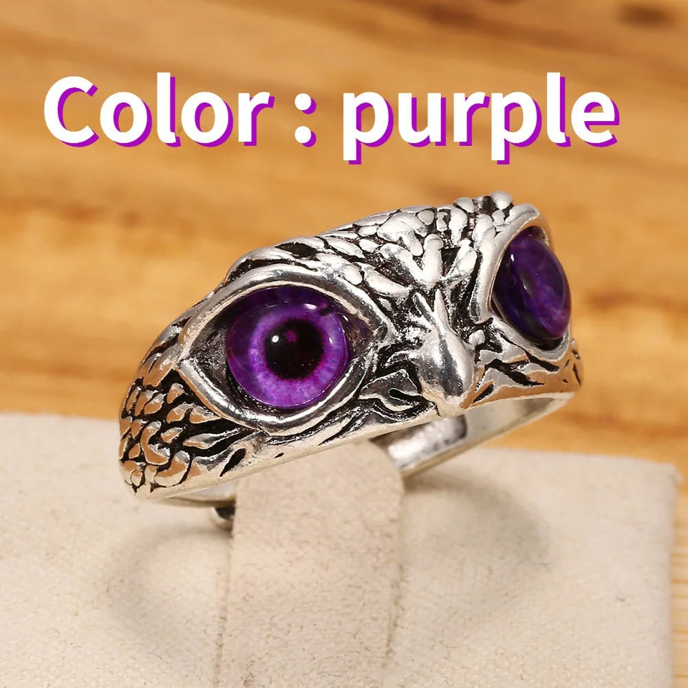 Neue Vintage Böse Augen Eule Ringe für Frauen Männer Liebhaber Paar Anillos Rock Offen Einstellbar Kreative Übertrieben Weihnachten Schmuck