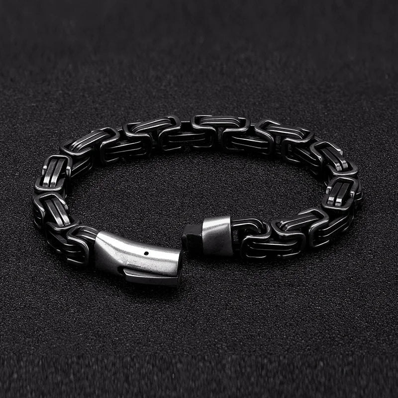 MKENDN Punk Männer Vintage König Kette Armbänder für Männer Edelstahl Motorrad Armbänder Männlichen Schmuck Zubehör Geschenke