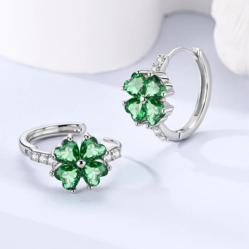 MULA 925 Sterling Silber Klee Vintage Gemusterte Ohr Ohrringe Creolen Für Frau Zirkon Original Pendientes Edlen Schmuck