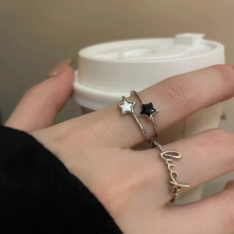 Mode Offenen Ring Stern Zirkon Kristall Ringe für Frauen Mädchen Doppel Schicht Ästhetischen Schmuck Kpop Neue Trend y2k Zubehör
