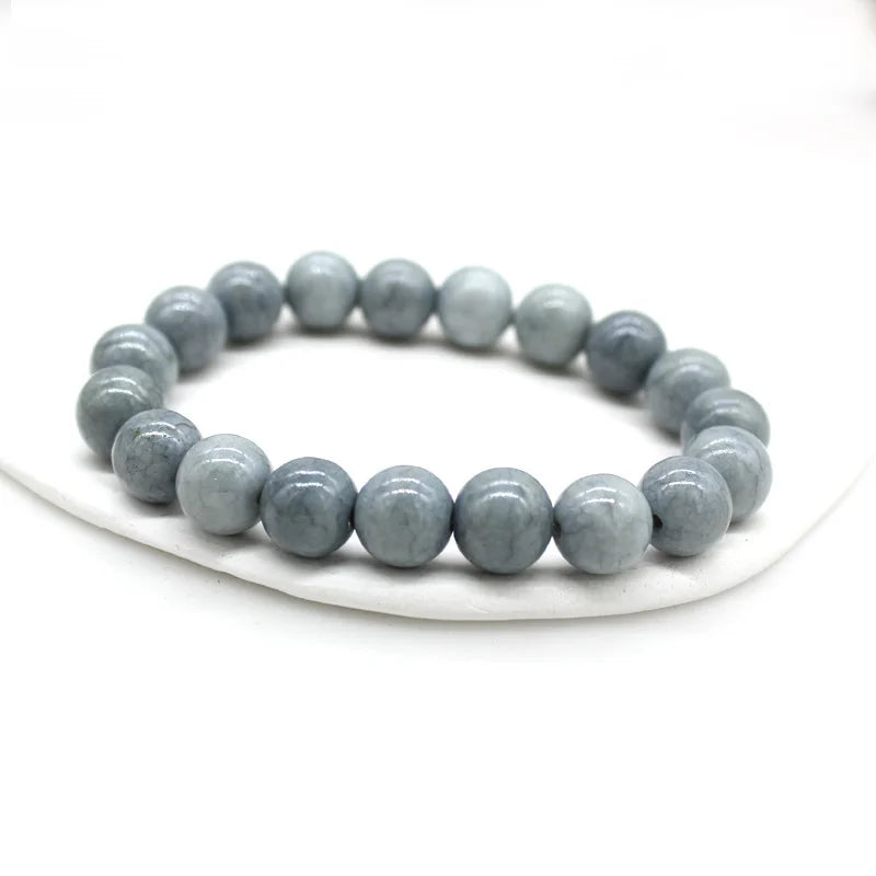 Natürliches rosa/buntes Kristall-/Porzellan-Armband mit Eis-Rissmuster und gemusterten Perlen, einzelner Kreis, glücklicher Heilstein, Schmuck, Geschenk