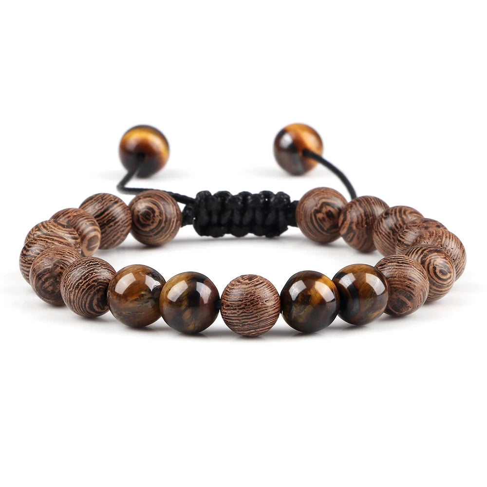 Schwarz Lava Onyx Naturstein Geflochtenes Armband Armreif Für Männer Frauen Heilung Balance Tigerauge Buddha Armband Charme Yoga Schmuck