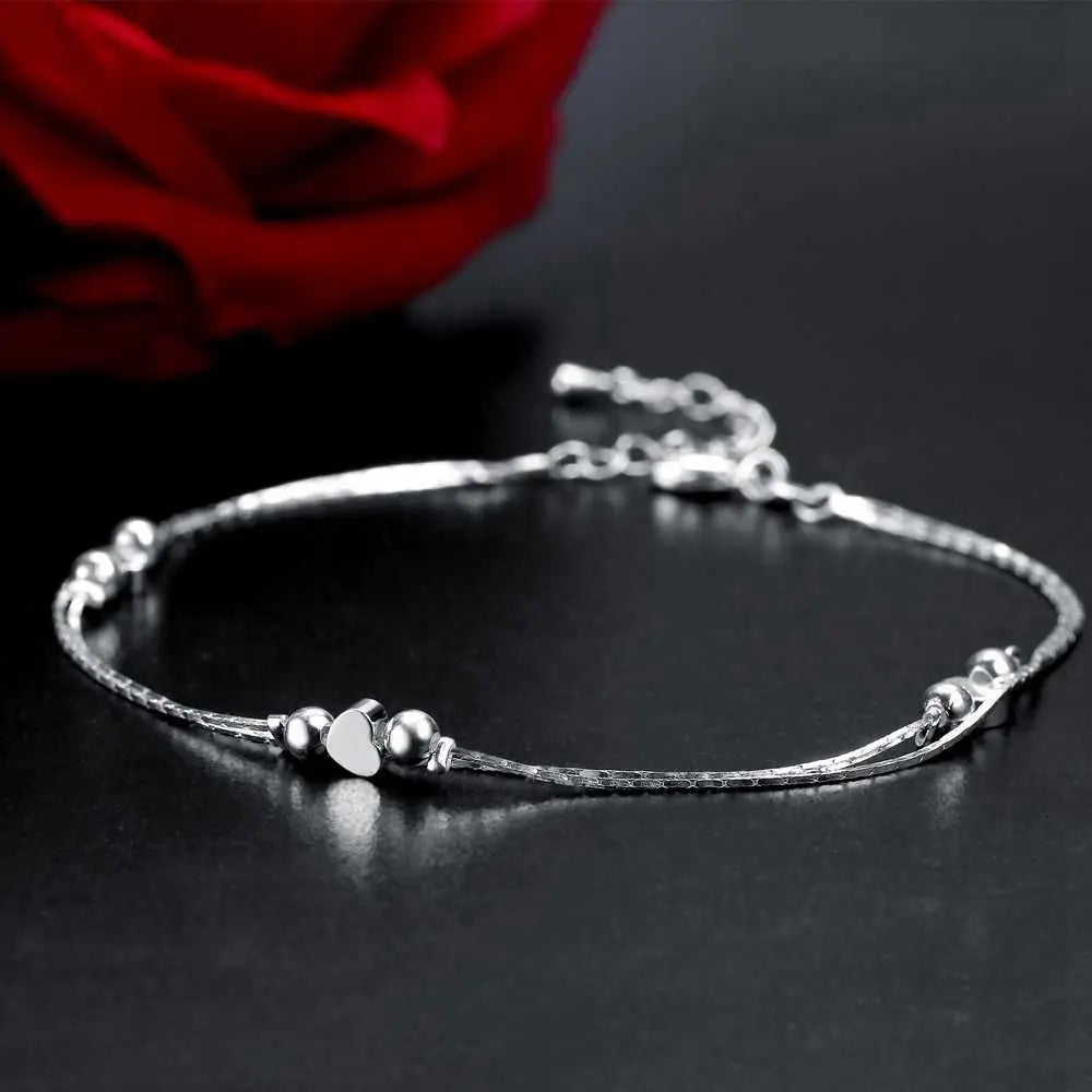 Herzförmige Fußkette Fußkettchen Armbänder 925er Sterlingsilber Modeschmuck für Frauen Großhandel
