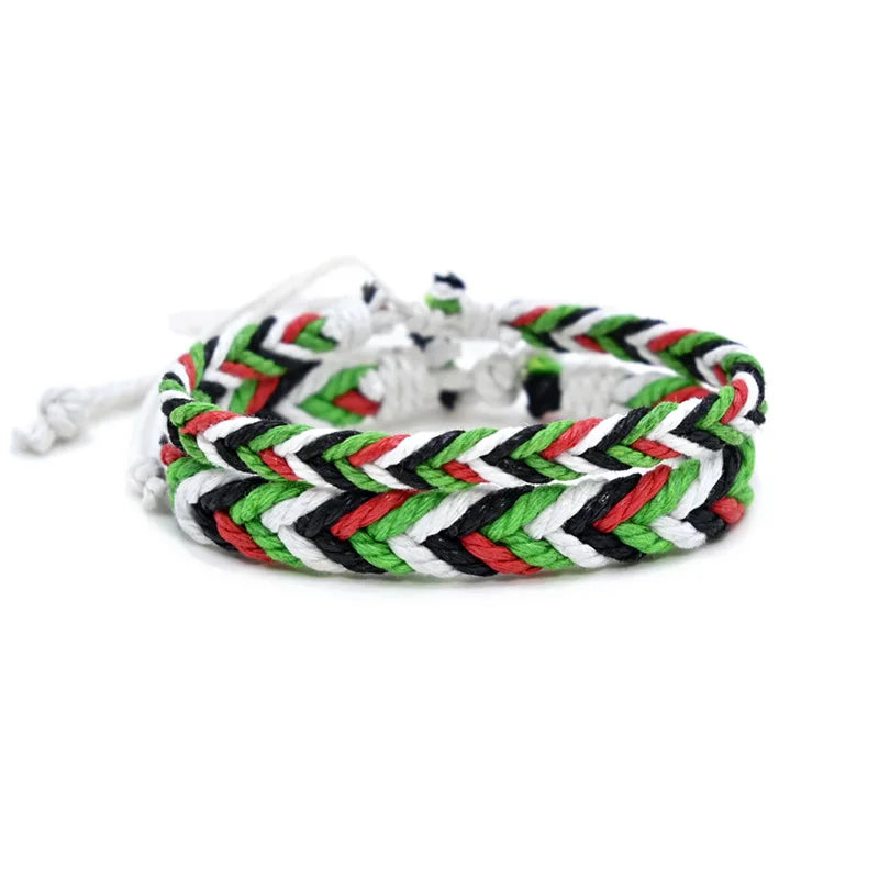 Meetvii Naher Osten Arabischen Stil Baumwolle Seil Gewebte Armbänder für Frauen Männer Einfache Wassermelone Farbe Nationalflagge Armbänder