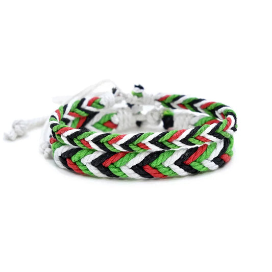 Meetvii Naher Osten Arabischen Stil Baumwolle Seil Gewebte Armbänder für Frauen Männer Einfache Wassermelone Farbe Nationalflagge Armbänder