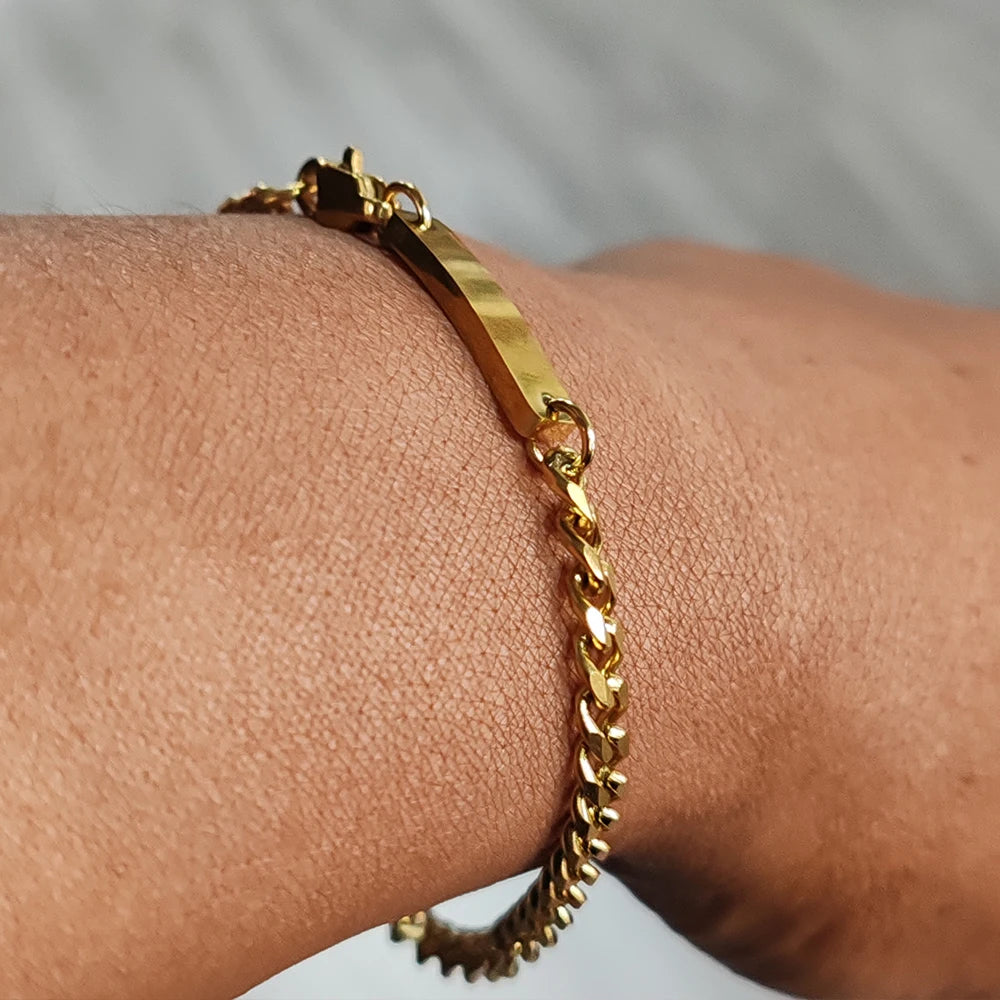 eManco kubanisches Kettenarmband aus Edelstahl, vergoldete Herren- und Damenarmbänder, Modeschmuck, 48-Stunden-Versand