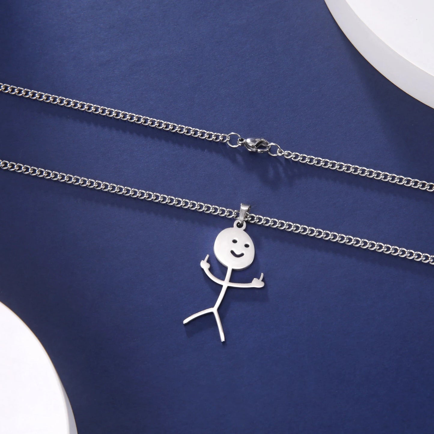 Skyrim Hip Hop Doodle Halskette für Männer Frauen Edelstahl Lange Hals Kette Mode Mittelfinger Stickman Schmuck Neu
