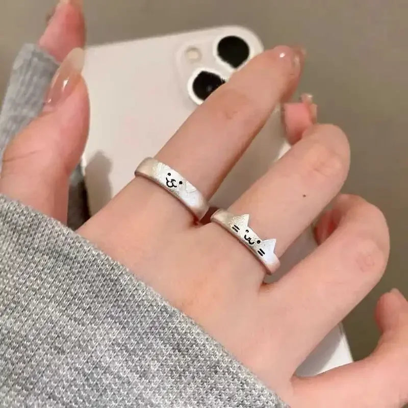 1/2 stücke Tier Nette Katze Hund Tier Paar Ring für Frauen Männer Mode-Statement Liebhaber Ringe Valentinstag party Schmuck Geschenke