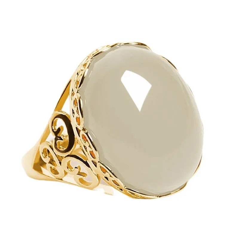 Unisex Ringe ethnischen Stil Nachahmung grüne Chalcedon Ringe für Frauen Temperament Nachahmung Achat rote Farbe Öffnungs ring Anillo