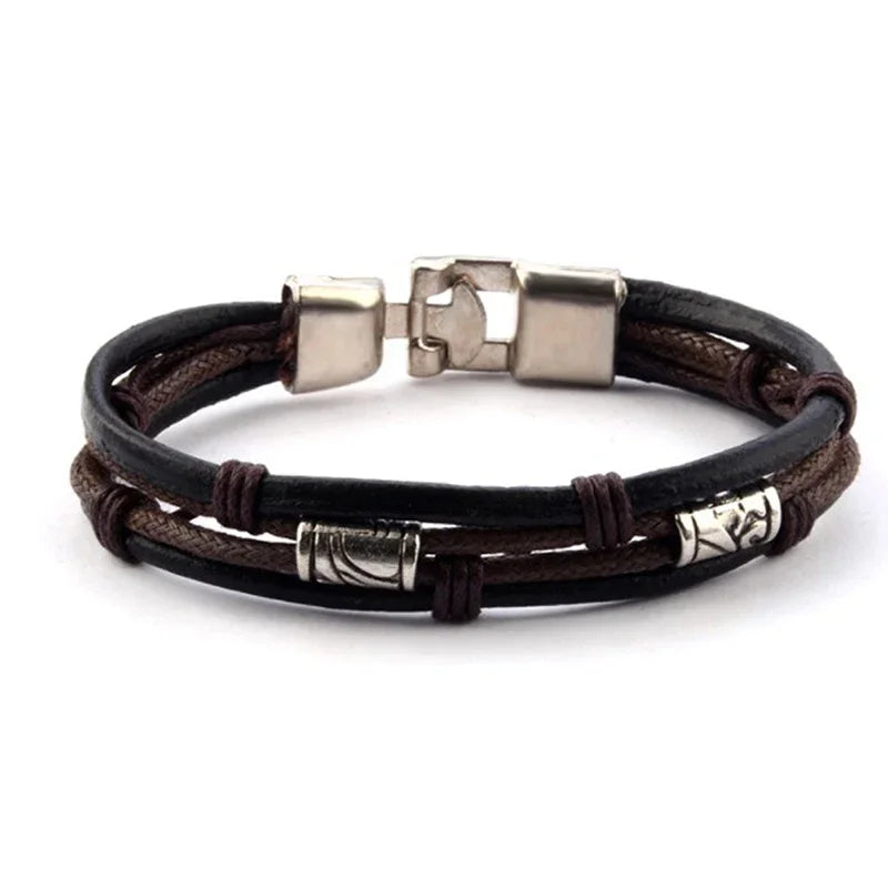 Heiß verkaufen hand gewebte Modeschmuck Frauen Männer hand gewebte Mode mehr schicht ige Leder geflochtene Seil Armband Armband