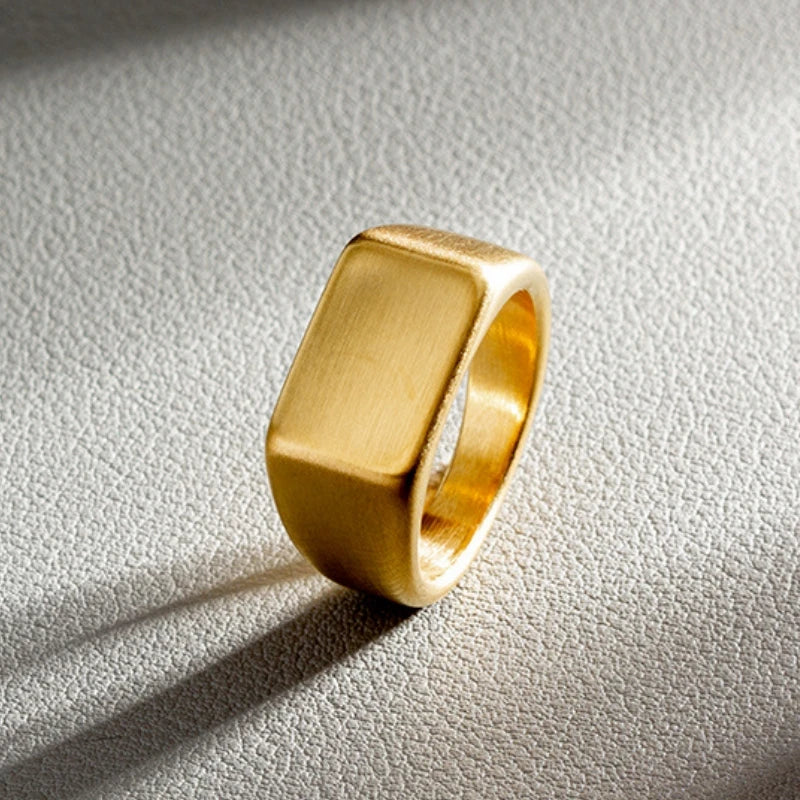 HNSP 316L Edelstahlring für Männer 2024, glatte rechteckige Dichtungsringe, Fingerschmuck, Zubehör