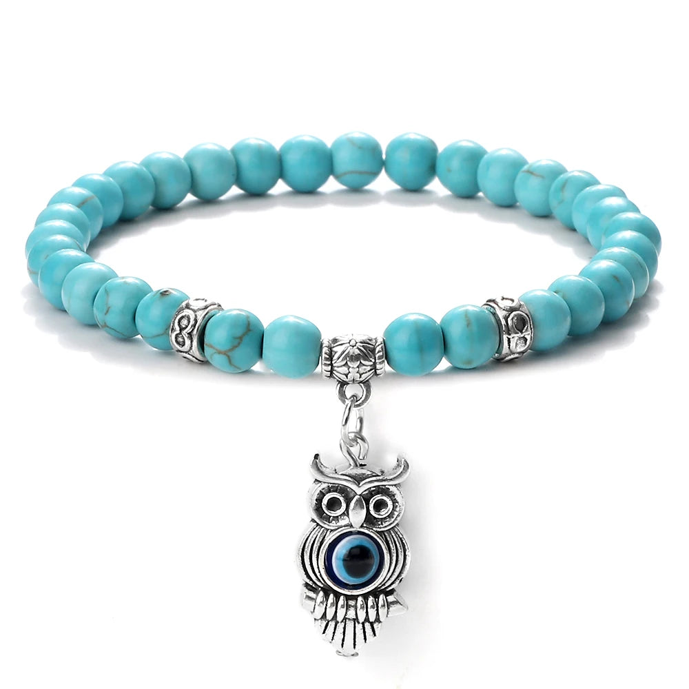 Natürliche blaue Türkis Stein Perlen Armbänder für Frauen türkische böse Blick Energie Perlen Armbänder türkischen Mann Schmuck Freund Geschenke