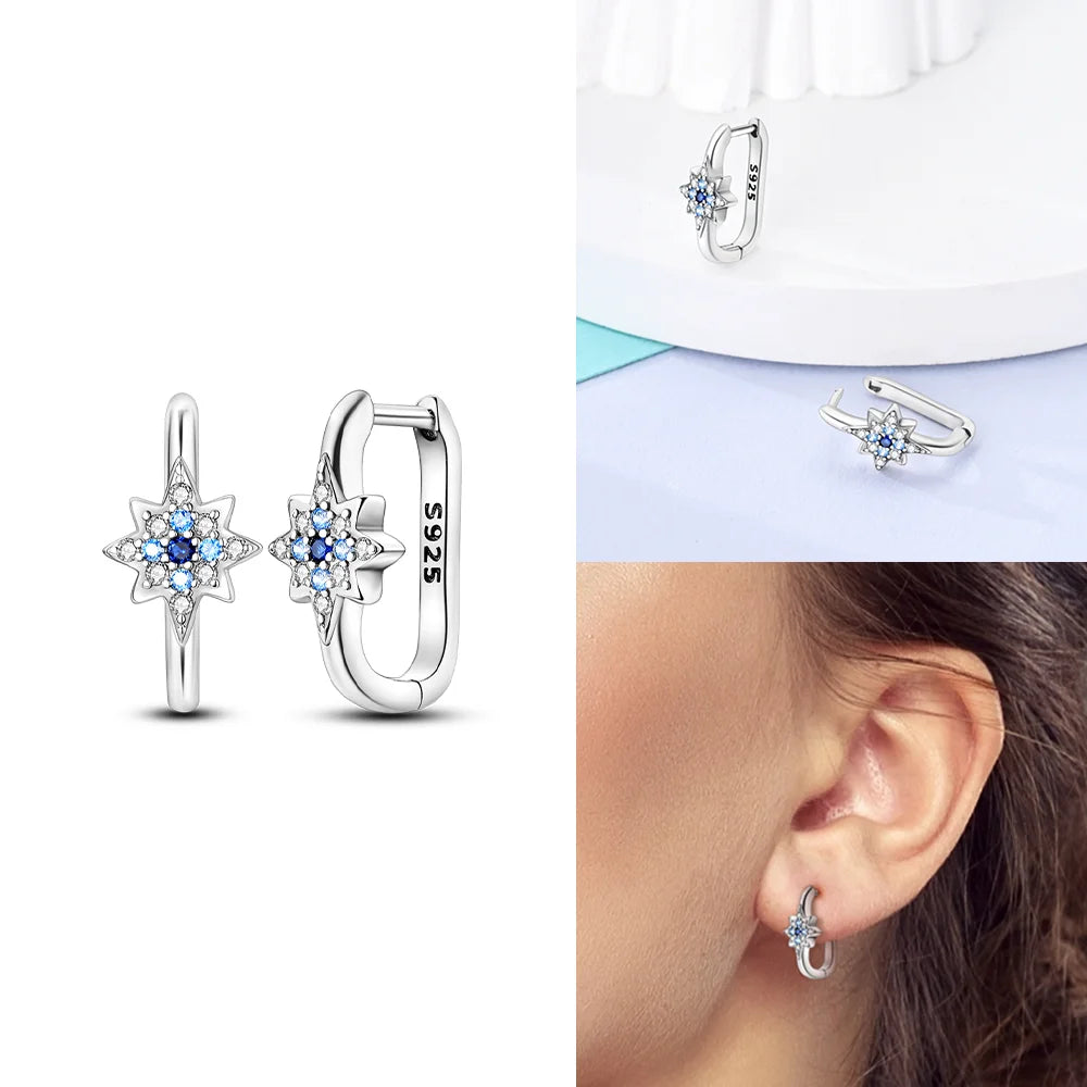 Schmetterlings-Ohrringe, Original 925er Silber, rosa Schleife, Herz, Zirkon, Stern, Blume, Ohrstecker, Damen, Schmuck, Geschenk, Liebe, Valentinstag-Set