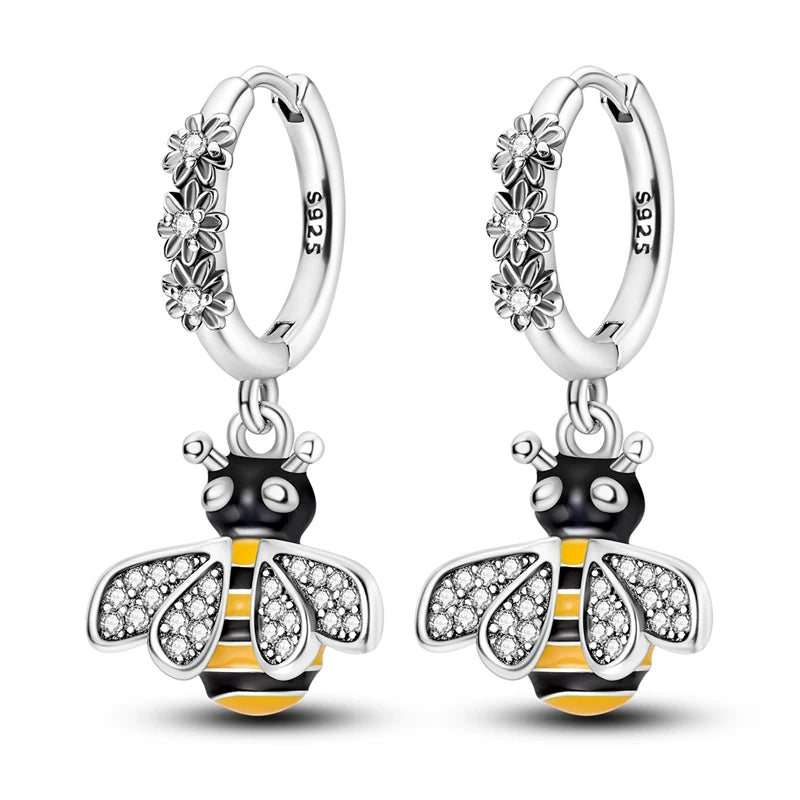 Heißer Verkauf 925 Sterling Silber Original Vielseitige Eardrop Ohrring Stern Mond Klee Creolen Für Frauen Hochzeit Verlobung Geschenk