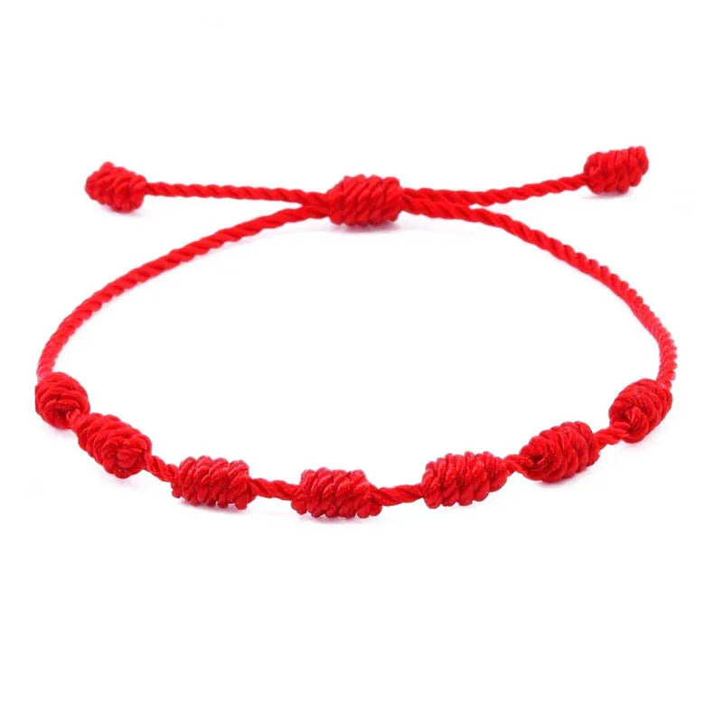 Rote Schnur-Armbänder, verstellbar mit 7 Knoten, viel Glück, rotes Schnur-Armband, Amulett zum Schutz, Freundschaft, Männer, Frauen, Paar, Geschenke